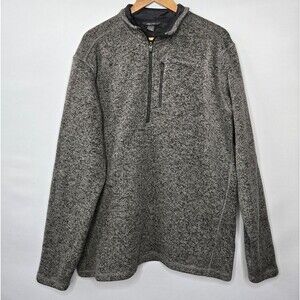 Men's Eddie Bauer Gray Convector Half Zipper Sweater Pullover Size Large Tall